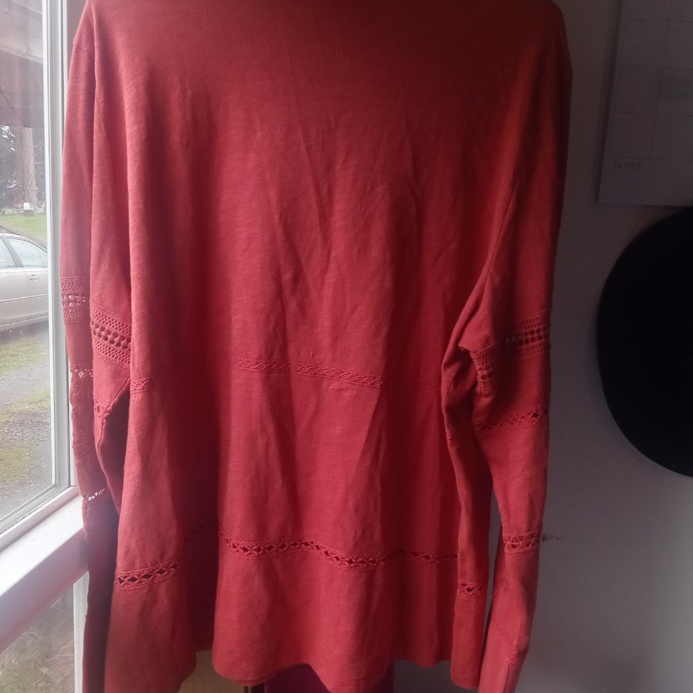 Sundance Burnt Orange Eden Tunic Top, Lace Detailing - Picture 5 of 6